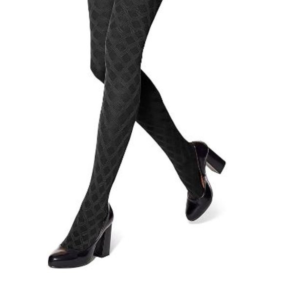 HUE Accessories - Hue Black Diamond Weave Shaping Tights Size 1 XS/S Made to Move Shapers